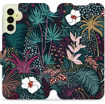 Pouzdro na mobilní telefon Flipové pouzdro Mobiwear - Samsung Galaxy A15 / A15 5G - VP13S Temná flóra (Knížkové flip pouzdro, obal, kryt na mobil Samsung Galaxy A15 / A15 5G - VP13S Temná flóra, materiál Umělá kůže + TPU - ochrana 360°, stojánek, silikonová vanička, magnetické)