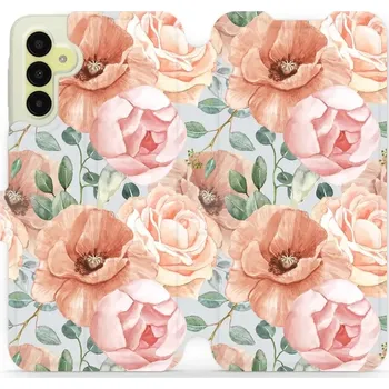 Pouzdro na mobilní telefon Flipové pouzdro Mobiwear - Samsung Galaxy A15 / A15 5G - MP02S Pastelové květy (Knížkové flip pouzdro, obal, kryt na mobil Samsung Galaxy A15 / A15 5G - MP02S Pastelové květy, materiál Umělá kůže + TPU - ochrana 360°, stojánek, silikonová vanička,)