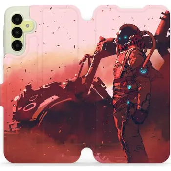 Pouzdro na mobilní telefon Flipové pouzdro Mobiwear - Samsung Galaxy A15 / A15 5G - MA09S Průzkumník s červeným vozítkem (Knížkové flip pouzdro, obal, kryt na mobil Samsung Galaxy A15 / A15 5G - MA09S Průzkumník s červeným vozítkem, materiál Umělá kůže + TPU - ochrana 360°, stojáne