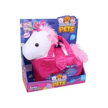 plyšák Jednorožec v tašce, bílý, 22 cm