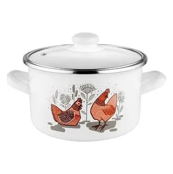 Hrnec HRNIEC SMALTOVANÝ S POKLIČKOU 22CM 4,7L RUBINKA