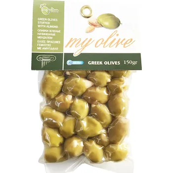 oliva Zelené řecké olivy plněné mandlemi 150g MY OLIVE