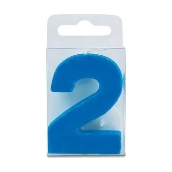 Svíčka Svíčka ve tvaru číslice 2 - mini, modrá - Stadter