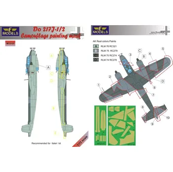 Plastikový model LF model 1/72 Mask Do 217 J-1/2 Camouflage paint. (ITAL)