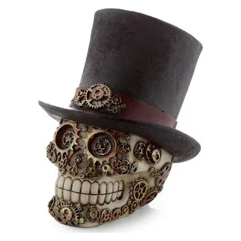 Steampunk dekorace Lebka s cylindrem