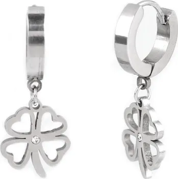 Náušnice Náušnice z nerezové oceli srdce, čtyřlístek, hory 3 stříbrná čtyřlístek