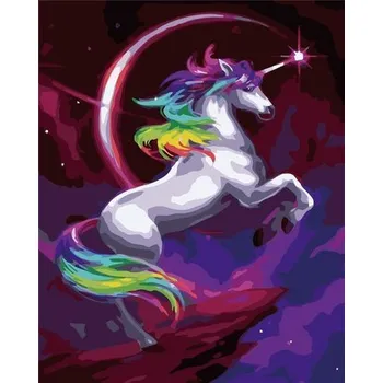Set školních potřeb Malowanie po numerach - Nocny jednorożec 40x50cm
