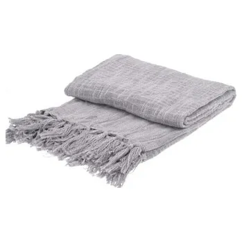 Bytový textil Přehoz světle šedý s třásněmi 130x170 cm