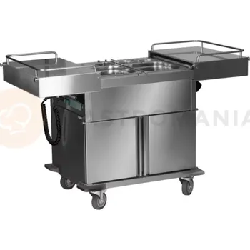 Výdejník vody Pojízdná vodní lázeň, 2xGN 1/1 200 mm s výsuvnou pracovní deskou a neutrálními skříňkami | LOZAMET, BJNS.2GN.E