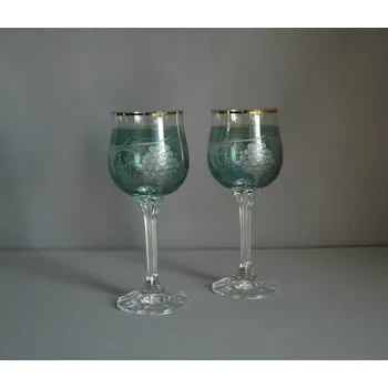 Sklenice Diana 190ml 2ks sklenic na víno rytina hroznové víno zelený listr