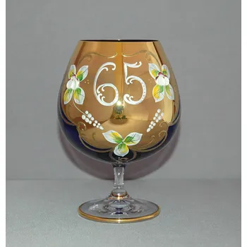 Sklenice Jubilejní sklenice Natálie na koňak 65 let Kobaltová modř