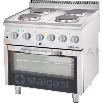 Sporák Elektrický sporák, 4 plotýnky a elektrická trouba 800x700x850 mm, 10,4+7 kW | STALGAST, 9715000