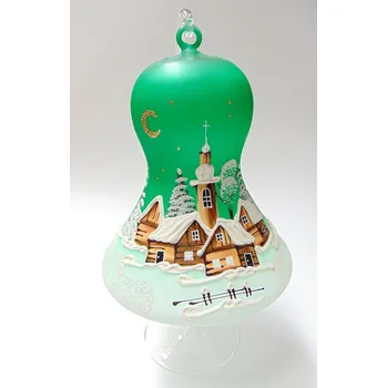 Svícen Vánoční zvon na svíčku 15cm zelený