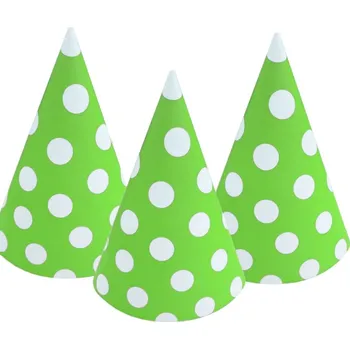 Party dekorace Paper Design Čepička papírová 6ks, 15,5cm zelená s puntíky