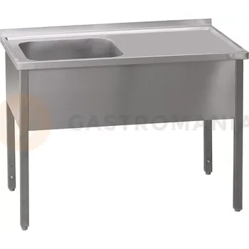 Nerezový dřez Nerezový mycí stůl s jednokomorovým dřezem na levé straně bez police 1200x700x900 mm | REDFOX, MSJOP-120x70x90