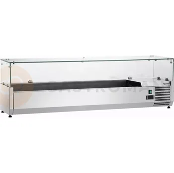 Chladící nástavec z nerezové oceli, skleněné víko, 7x GN1/4, 1500x335x459 mm | BARTSCHER, GL4-1501