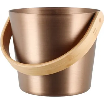 Saunové vědro s bambusovým úchytem, champagne