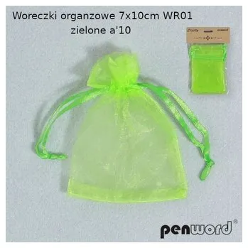 Set školních potřeb Woreczki organzowe jasnozielone 7x10cm 10szt