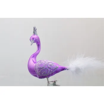 Vánoční ozdoba Vánoční ozdoba Labuť - 2186, fialový dekor porcelán