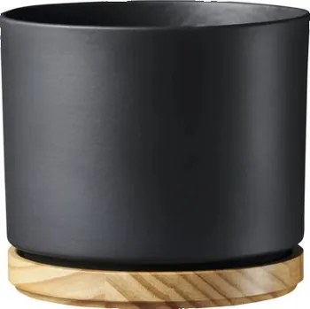 Obal na květináč obal keramický Oslo pr13 dřevo černý