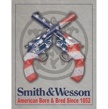 Plechová cedule Plechová cedule S&W American Born 32 cm x 40 cm