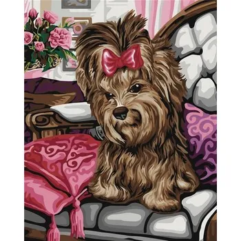 Set školních potřeb Malowanie po numerach - Yorkshire terrier 40x50cm