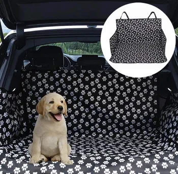 Ochranný autopotah Voděodolná deka do auta pro psa 105 x 155 cm černá/bílé tlapky