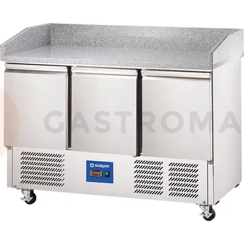 Chladící stůl 3 dveřový na pizzu bez nadstavce na kolečkách, 368 l | STALGAST, 833031