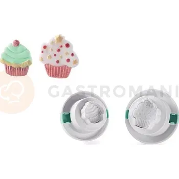 Výroba svíčky Vykrajovátka na těsto s razítkem ve tvaru košíčku, komplet 2 ks | SILIKOMART, TAG04 Cutter Cup Cakes