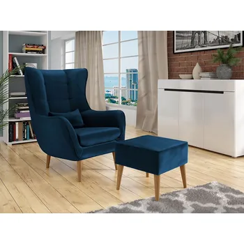 Křeslo Designové křeslo s taburetkou Levi