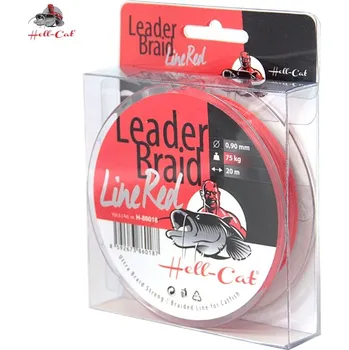 Rybářská šňůra Hell-Cat Návazcová šňůra Hell Cat-Leader Braid Line Red 1,40mm, 125kg, 20m