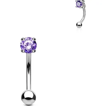 Šperk Piercing do obočí - zirkon (fialový)