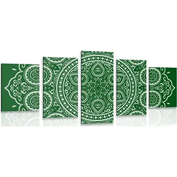 Obraz Dovido 5-dílný obraz jemná etnická Mandala v zeleném provedení