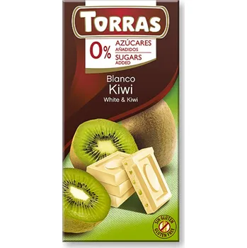 Čokoláda Torras Bílá čokoláda bez přidaného cukru s kiwi 75 g