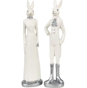 Bílá dekorace králičí žena v šatech - 5*5*20 cm