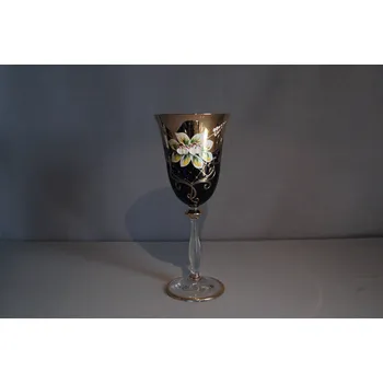 Sklenice Sklenice na víno 250ml smalt, zlacená, kobaltová modrá