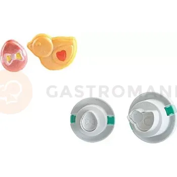 Výroba svíčky Vykrajovátka na těsto s razítkem ve tvaru kuřátka a velikonočního vajíčka, komplet 2 ks | SILIKOMART, TAG11 Cutter Easter