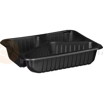 Černý, 3 - komorový box, vhodný k zatavení, 227x178x50 mm, 320 ks, žebrovaný | CHEFFY, Matipack D 9420RC