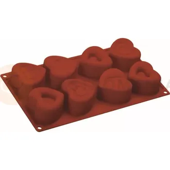 Kuchyňská sůl Silikonová forma Formaflex na monoporce - 300x175 mm, 8 ks x 60x75x67 mm, 110 ml - FR064RSA | PAVONI, Cuori Misti