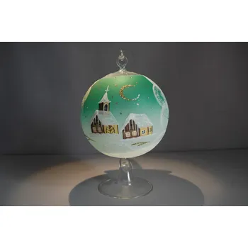 Svíčka Vánoční koule na svíčku 12cm zelená + stojan