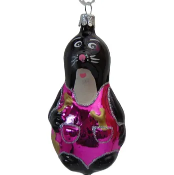 Vánoční ozdoba Vánoční ozdoba Krteček v růžových kalhotkách, lesklý dekor