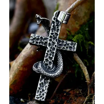 Řetízek Náhrdelník a přívěsek s křížem a hadem