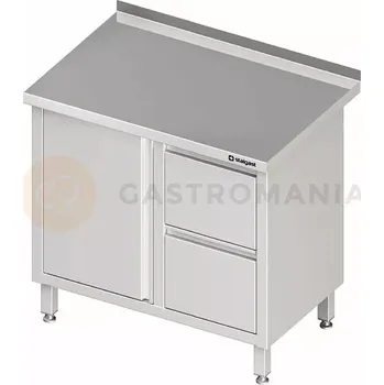 Kuchyňská linka Stůl nerezový s blokem se dvěma zásuvkami na pravé straně a s křídlovými dveřmi 800x600x850 mm | STALGAST, 980316080