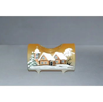 Svícen Svícen, ve tvaru vánočního válce ze skla, oranžový dekor