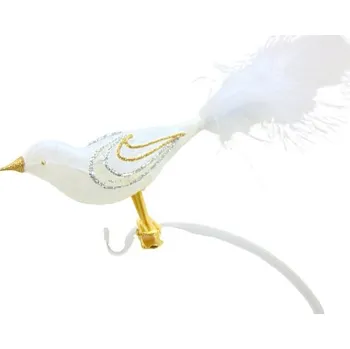 Vánoční ozdoba Vánoční ozdoba vrabec 714 s bílo-ledovým dekorem