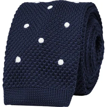 Kravata Bubibubi Tmavomodrá pletená kravata s puntíky