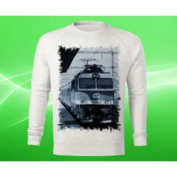 Pánská mikina mikina s lokomotivou 151 014-8 dámská XS (mikina s vlakem světle šedý melír)