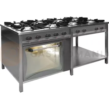 Sporák Gastronomický plynový sporák 8 hořáků s plynovou troubou a policí, 1740x900x850 mm, 43,2 kW | EGAZ, TG-840/PG-1