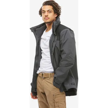 Pánská vesta QUECHUA Pánská zimní turistická nepromokavá bunda 3v1 NH 100 3XL ČERNÁ|ŠEDÁ