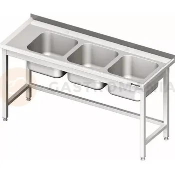 Kuchyňská linka Stůl nerezový s dřezem tří komorovým na pravé straně bez police 1600x700x850 mm | STALGAST, 981117160